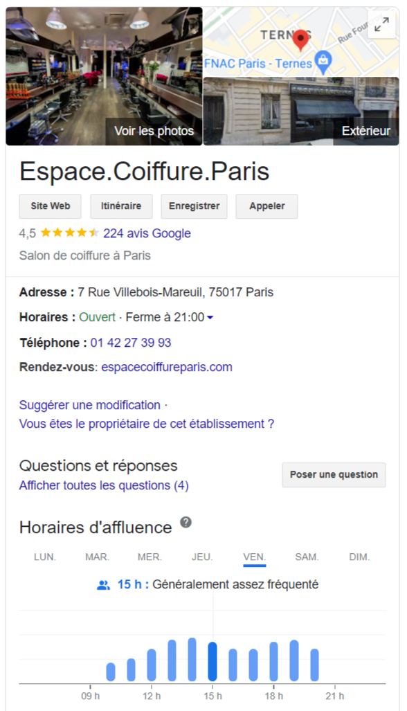 fiche google my business coiffeur